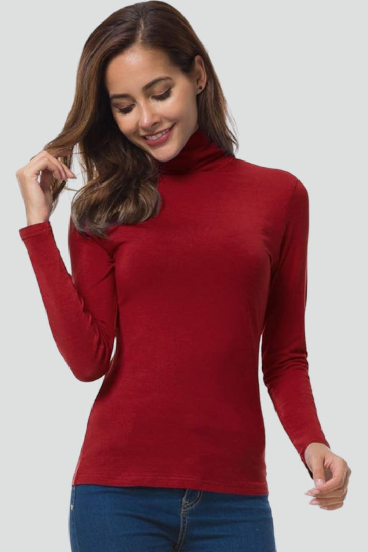 Pia | Rullekrave Sweater Dame Lange Ærmer Tætsluttende