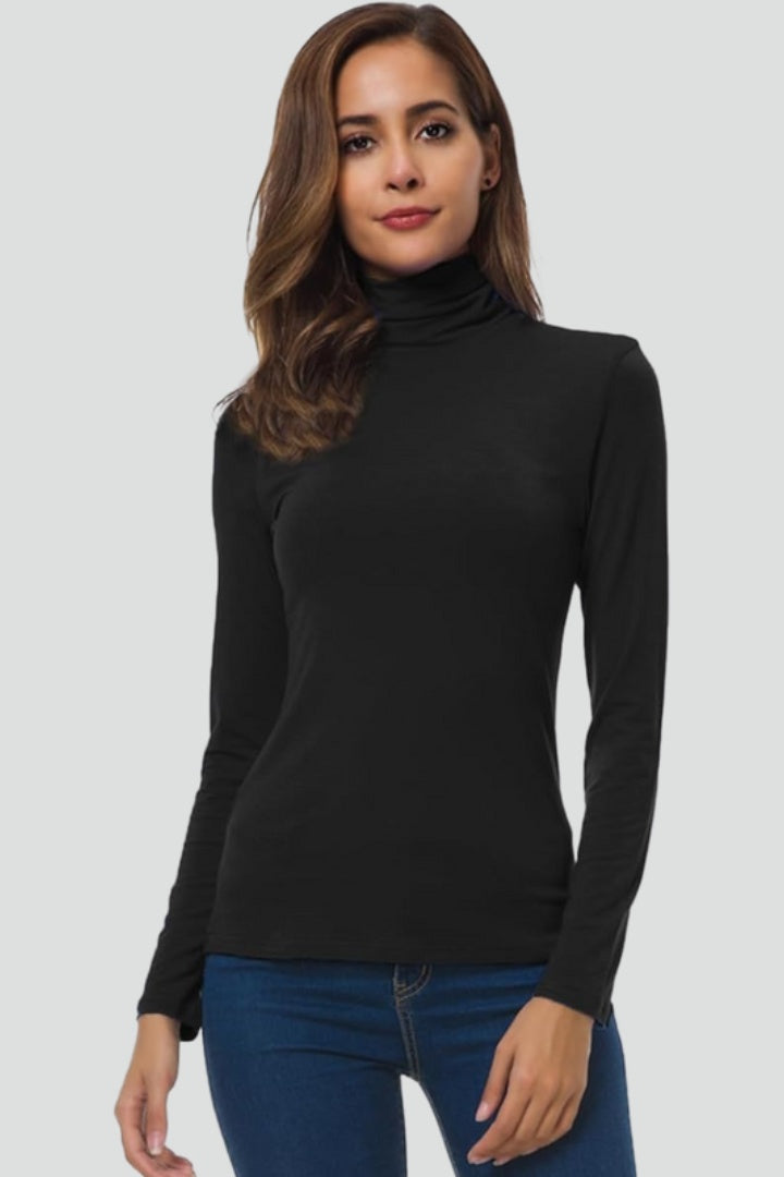 Pia | Rullekrave Sweater Dame Lange Ærmer Tætsluttende