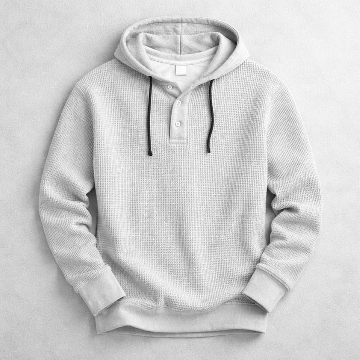 Rasmus | Hættetrøje Herre Sweatshirt med Vaffelstrik Henley