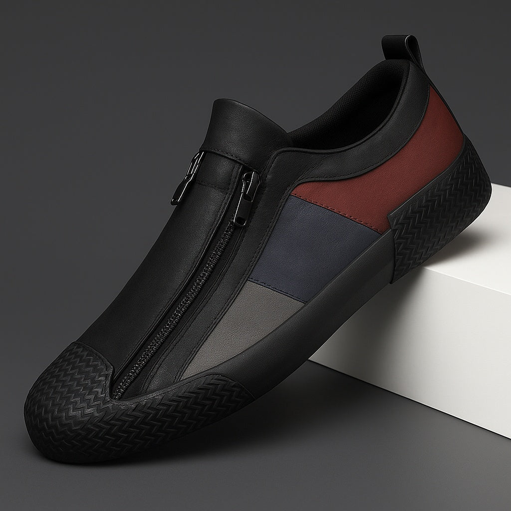 Rasmus | Læder Sneakers Herre Lynlås Colorblock