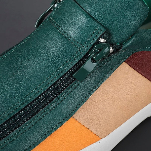 Rasmus | Læder Sneakers Herre Lynlås Colorblock