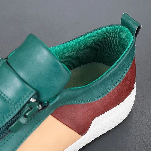 Rasmus | Læder Sneakers Herre Lynlås Colorblock