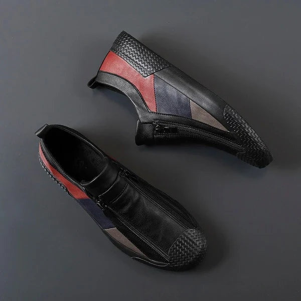 Rasmus | Læder Sneakers Herre Lynlås Colorblock