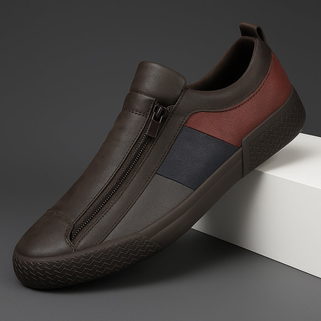 Rasmus | Læder Sneakers Herre Lynlås Colorblock