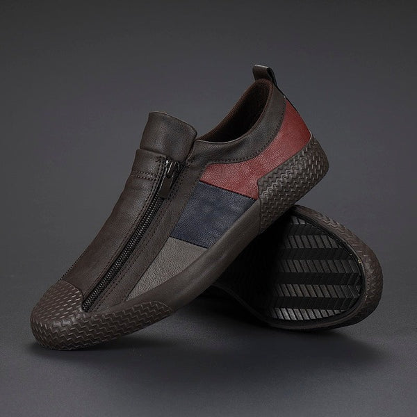 Rasmus | Læder Sneakers Herre Lynlås Colorblock