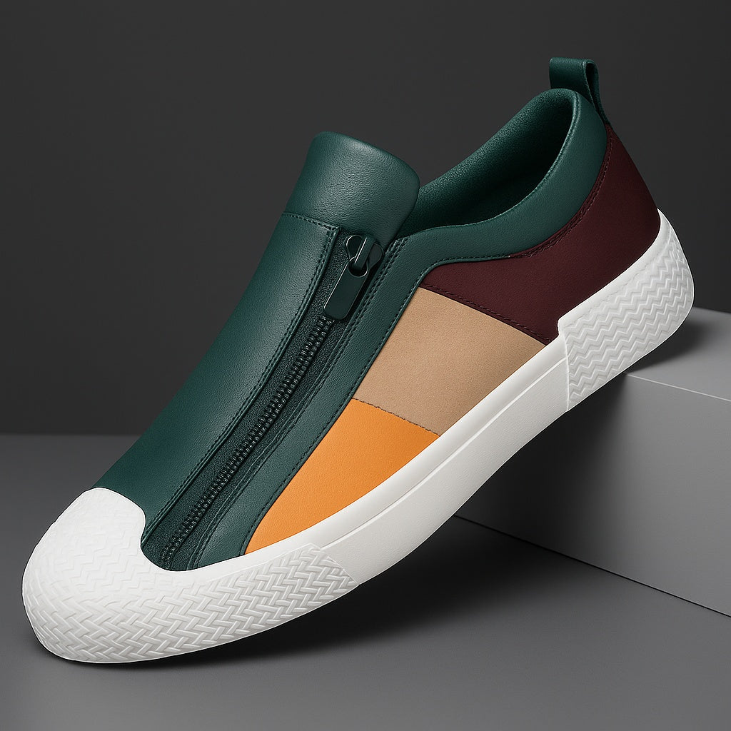 Rasmus | Læder Sneakers Herre Lynlås Colorblock