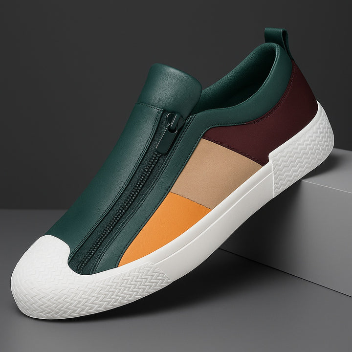 Rasmus | Læder Sneakers Herre Lynlås Colorblock