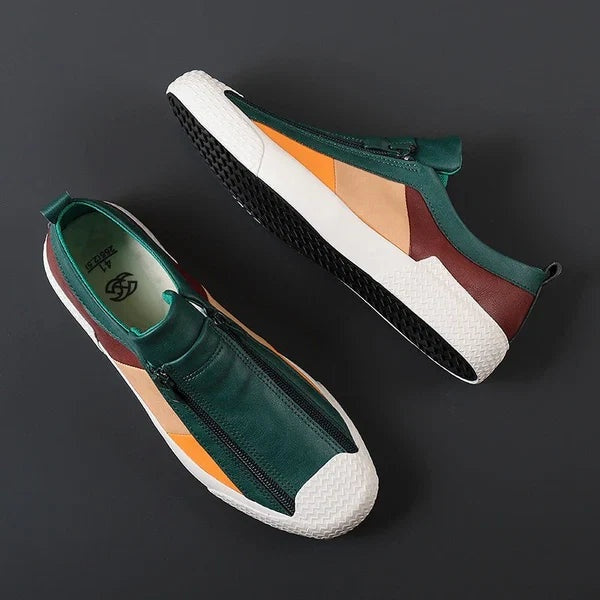 Rasmus | Læder Sneakers Herre Lynlås Colorblock