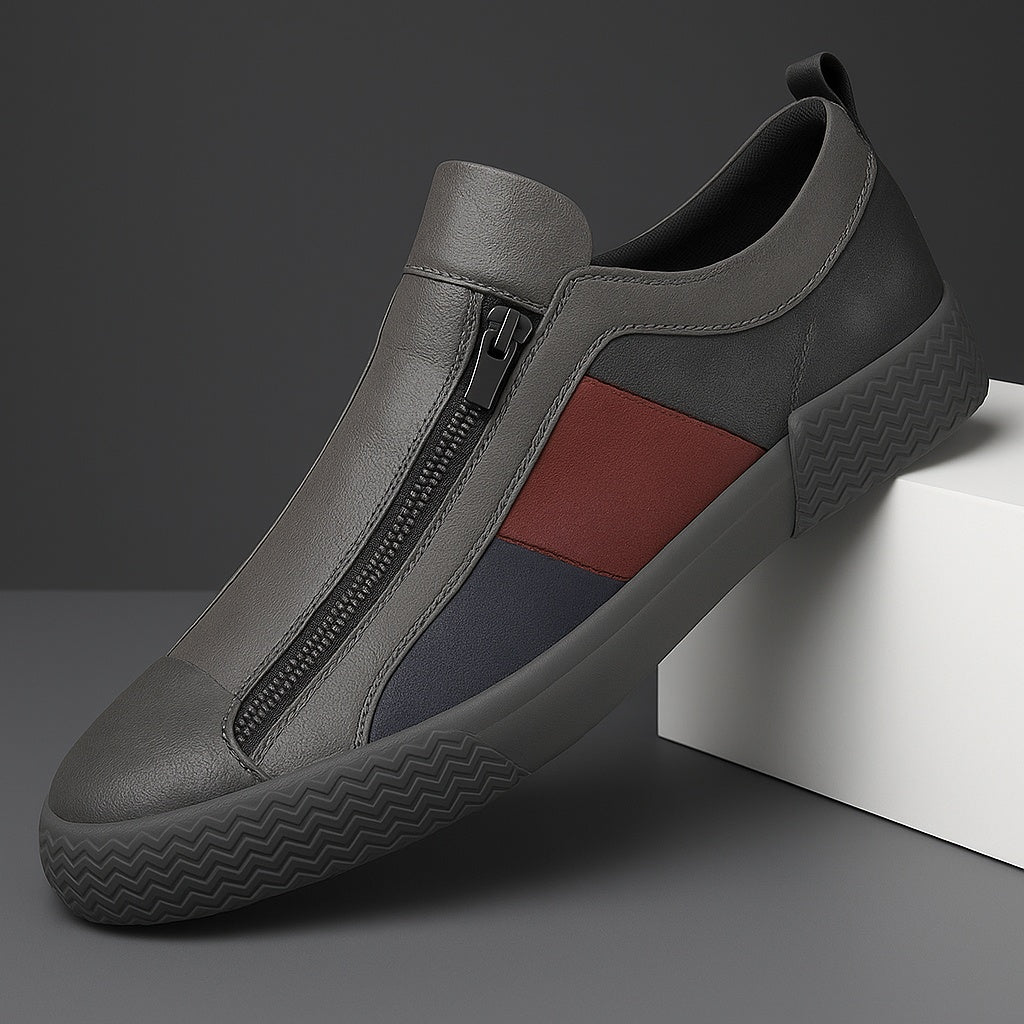 Rasmus | Læder Sneakers Herre Lynlås Colorblock
