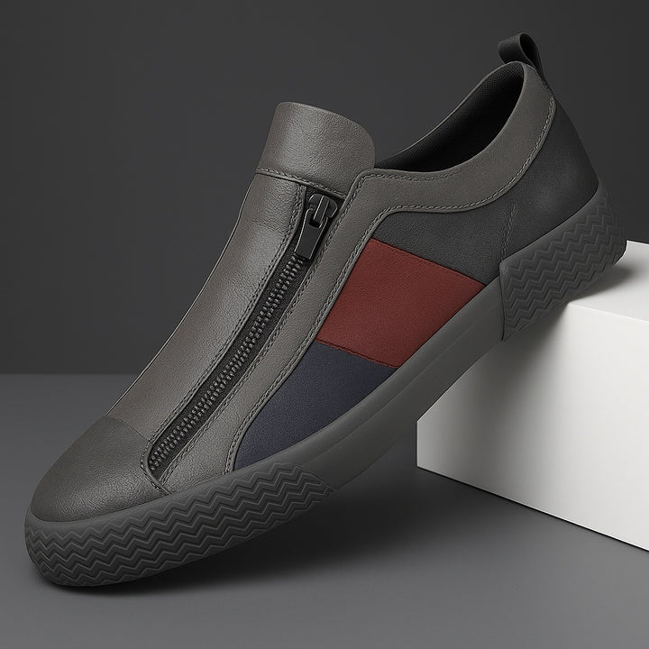 Rasmus | Læder Sneakers Herre Lynlås Colorblock
