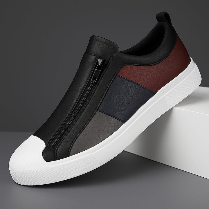 Rasmus | Læder Sneakers Herre Lynlås Colorblock
