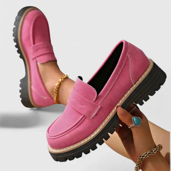 Signe | Oxford Loafer Sko Dame Chunky Sål Ruskind