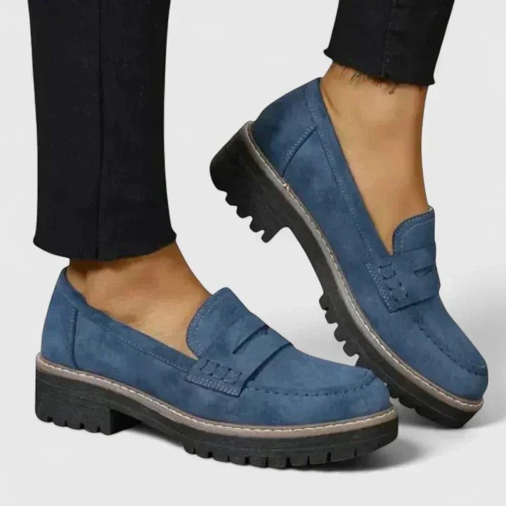 Signe | Oxford Loafer Sko Dame Chunky Sål Ruskind