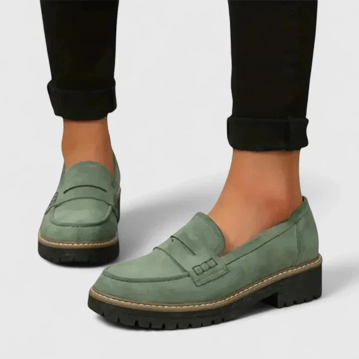 Signe | Oxford Loafer Sko Dame Chunky Sål Ruskind