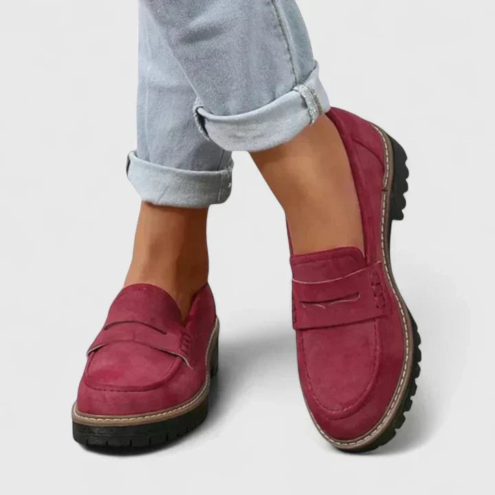 Signe | Oxford Loafer Sko Dame Chunky Sål Ruskind