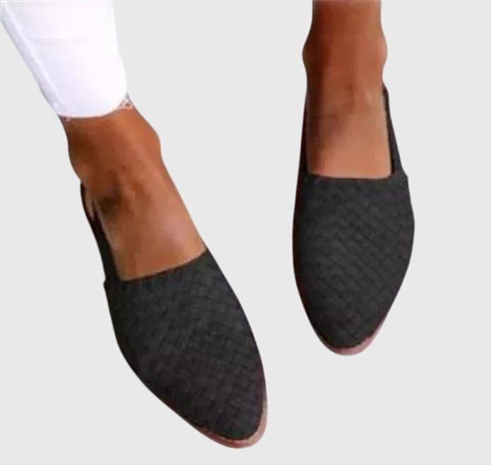 Sofia | Flade Loafers Dame Vævet Læder Spids Tå