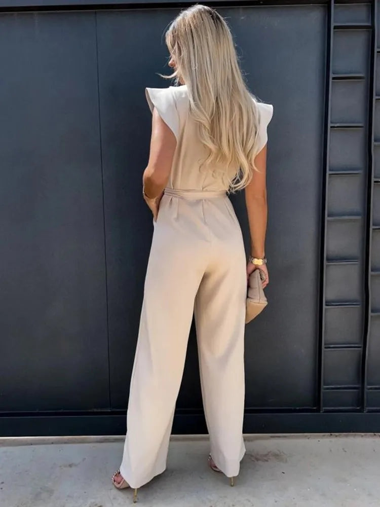 Sofie | Overall med Flæseærmer Dame Bredt Ben Bindebånd