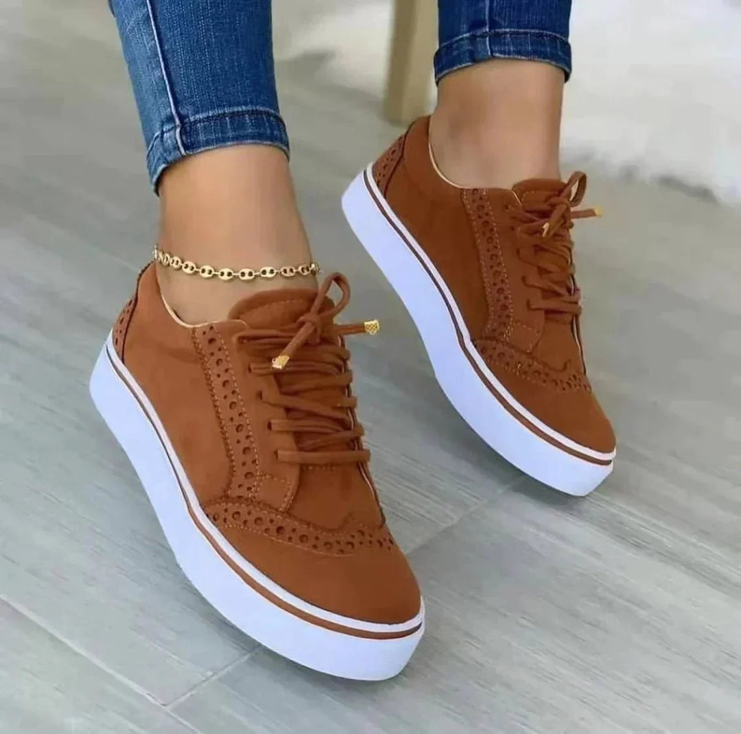 Sofie | Sneakers Dame Platform Snørebånd Ruskind