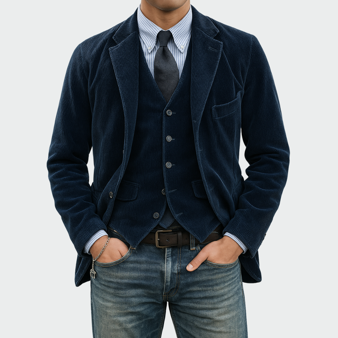 Søren | Blazer Herre Fløjl med Vest Sæt Smart Casual