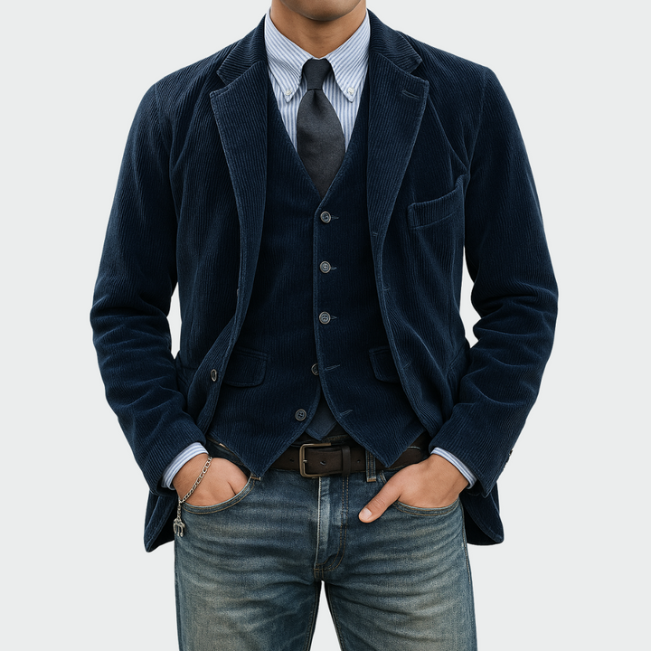 Søren | Blazer Herre Fløjl med Vest Sæt Smart Casual