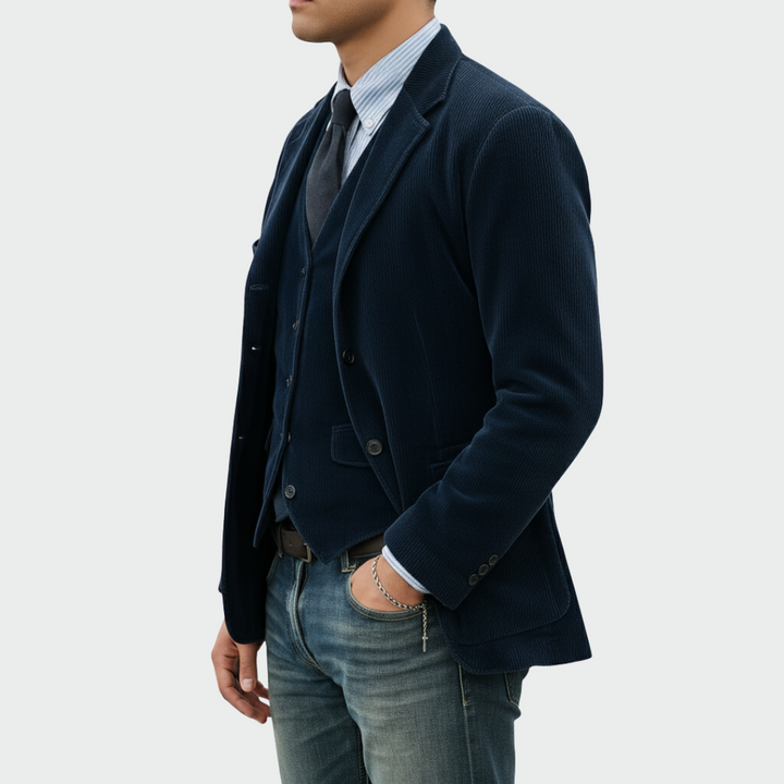 Søren | Blazer Herre Fløjl med Vest Sæt Smart Casual