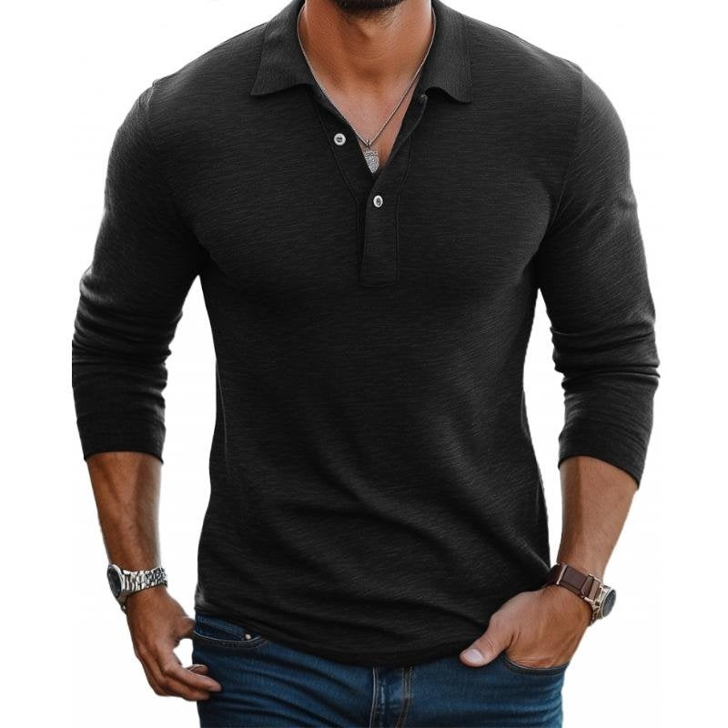 Søren | Polo Langærmet Herre Slim Fit Knapper