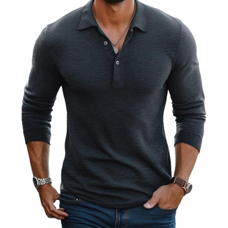 Søren | Polo Langærmet Herre Slim Fit Knapper