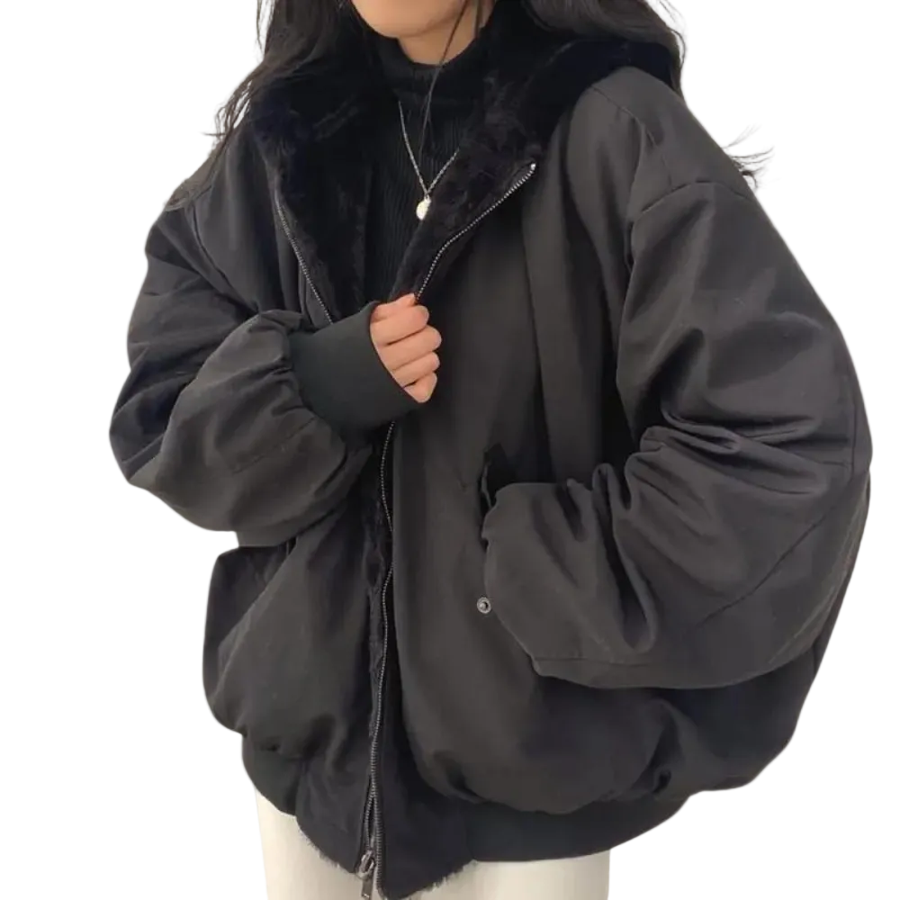 Thea | Dunjakke Dame Oversized Pels Foring Lynlås