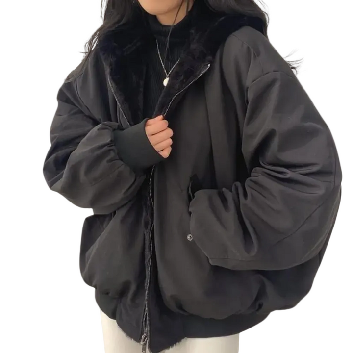 Thea | Dunjakke Dame Oversized Pels Foring Lynlås
