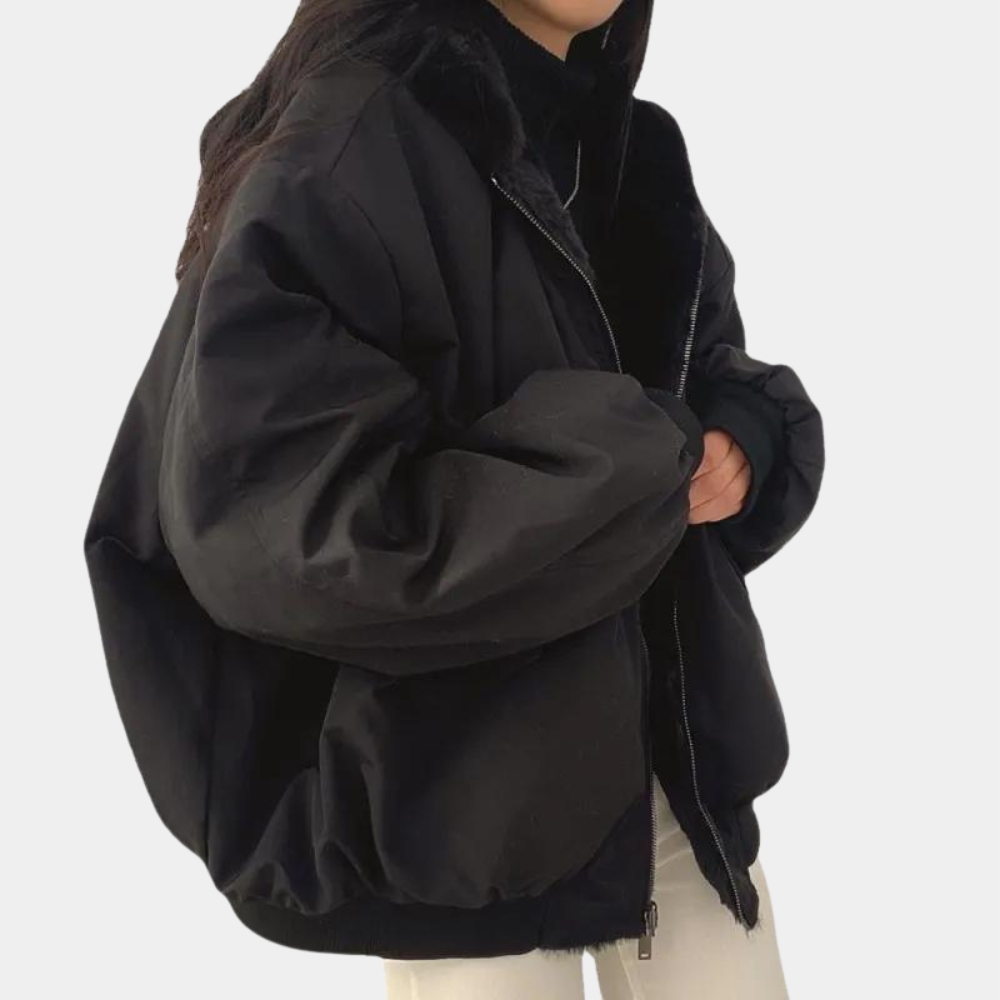 Thea | Dunjakke Dame Oversized Pels Foring Lynlås