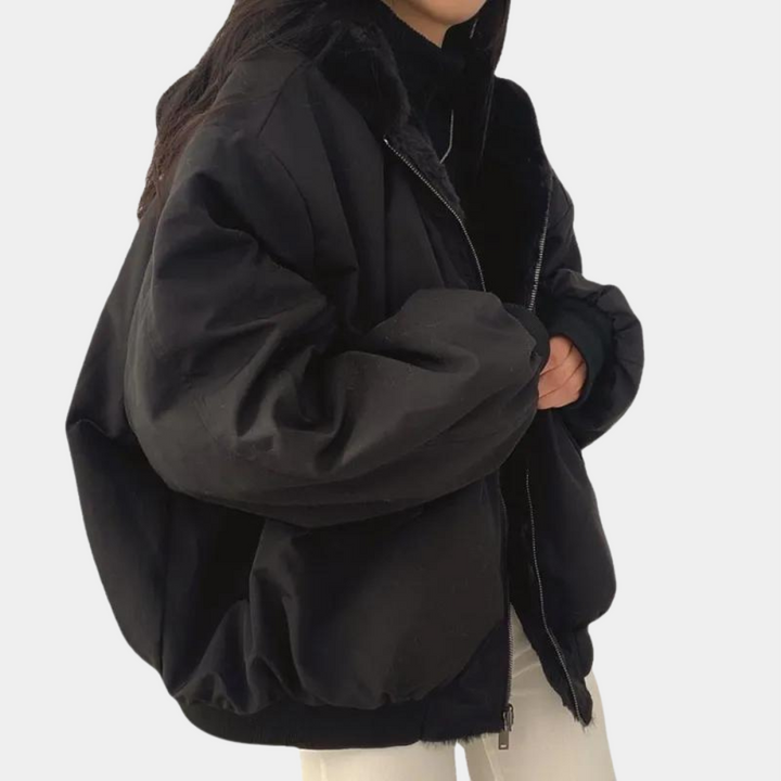 Thea | Dunjakke Dame Oversized Pels Foring Lynlås