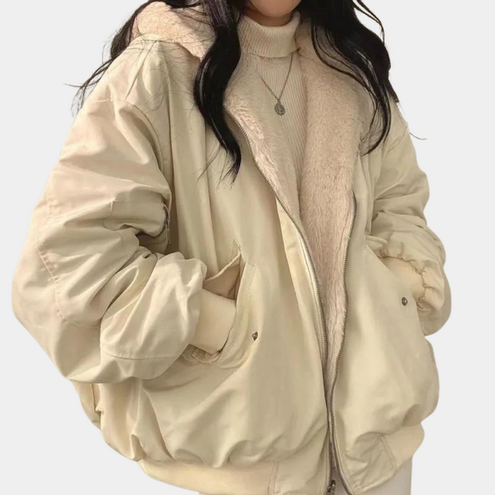 Thea | Dunjakke Dame Oversized Pels Foring Lynlås