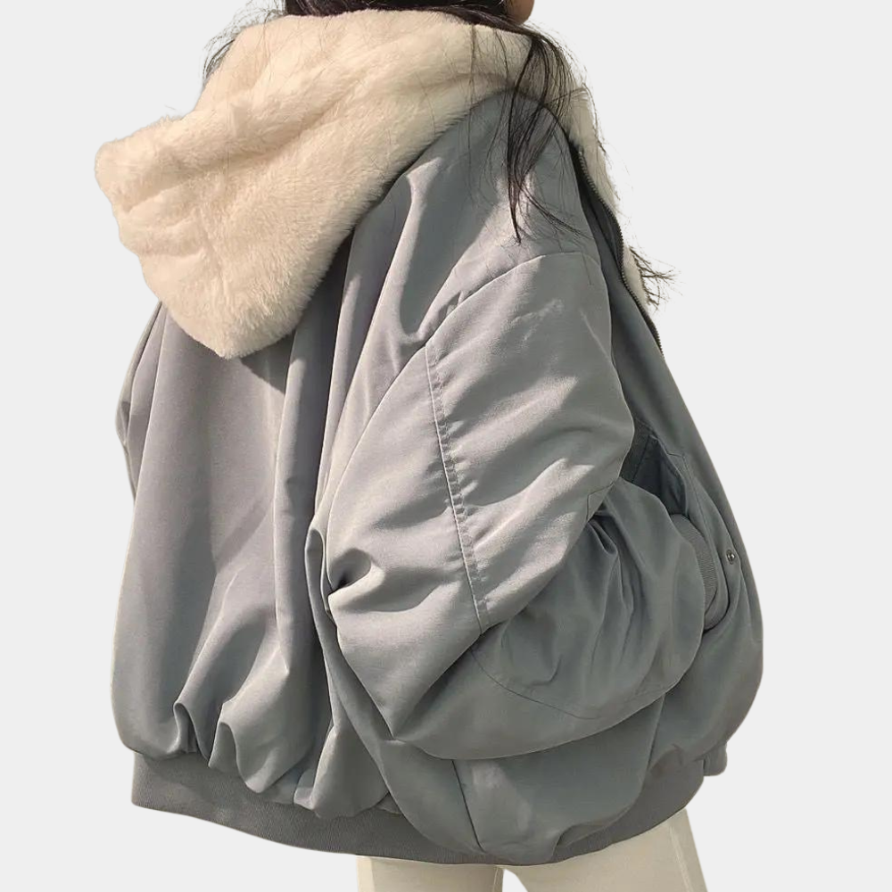 Thea | Dunjakke Dame Oversized Pels Foring Lynlås