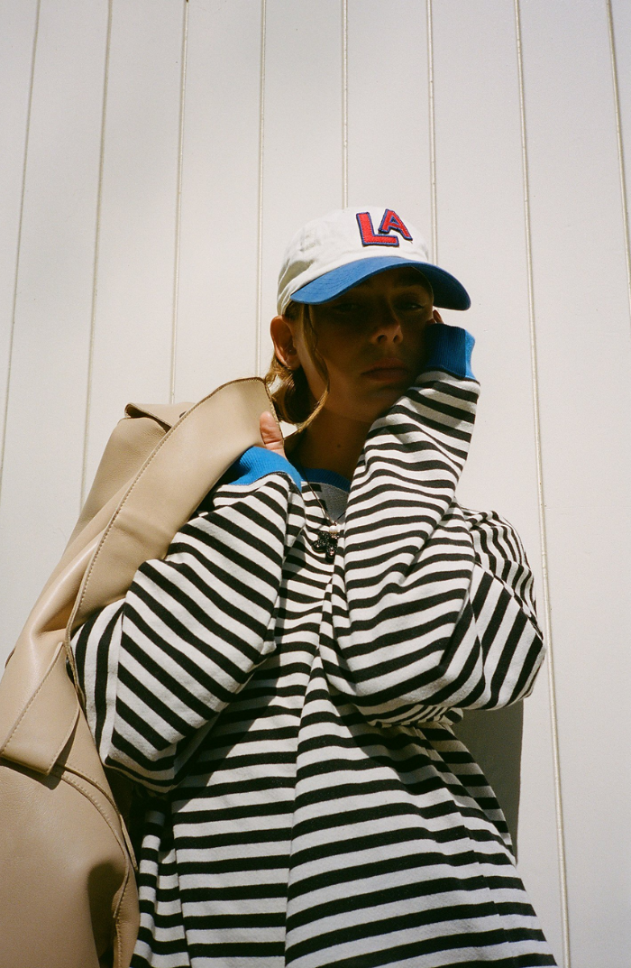 Trine | Sweatshirt Dame Stribet Oversize Drop Shoulder