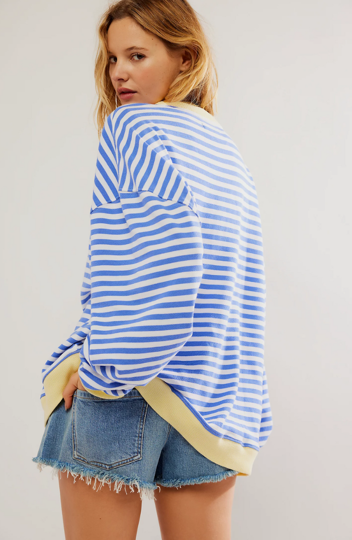 Trine | Sweatshirt Dame Stribet Oversize Drop Shoulder