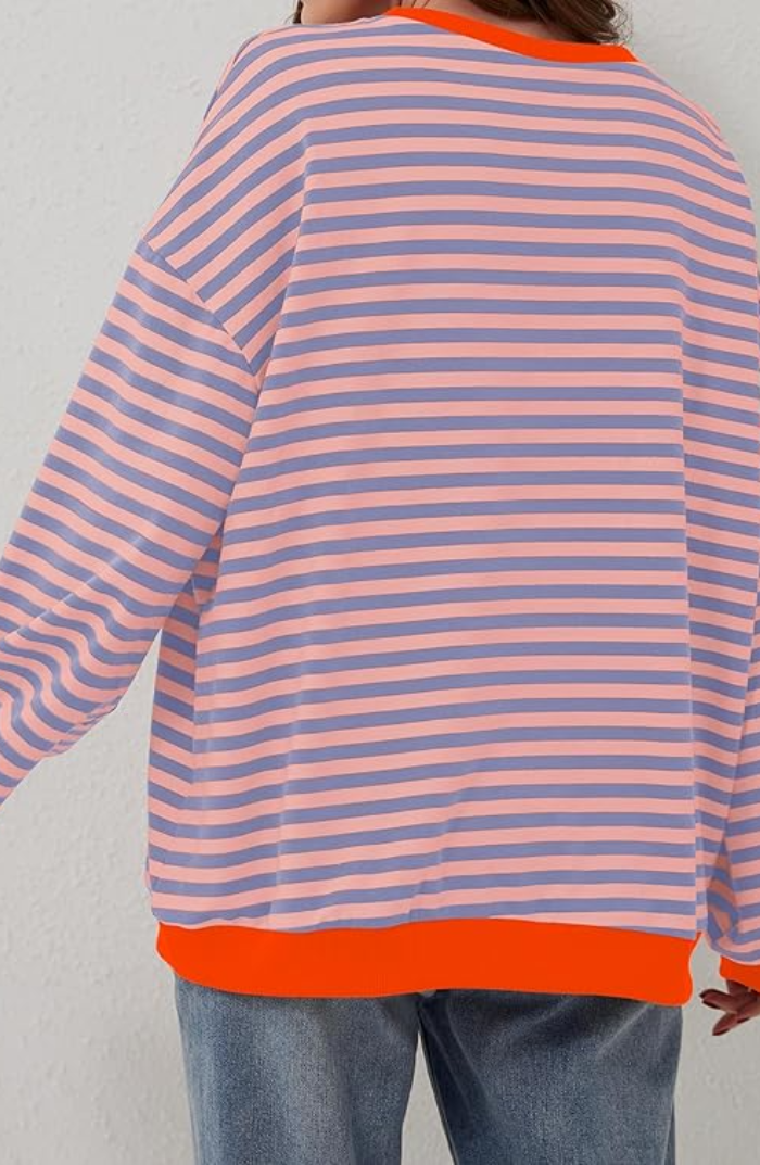 Trine | Sweatshirt Dame Stribet Oversize Drop Shoulder