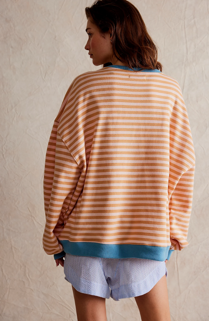 Trine | Sweatshirt Dame Stribet Oversize Drop Shoulder