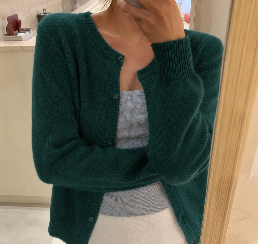 Vibeke | Cardigan Dame Strik Knapfront Rund Hals
