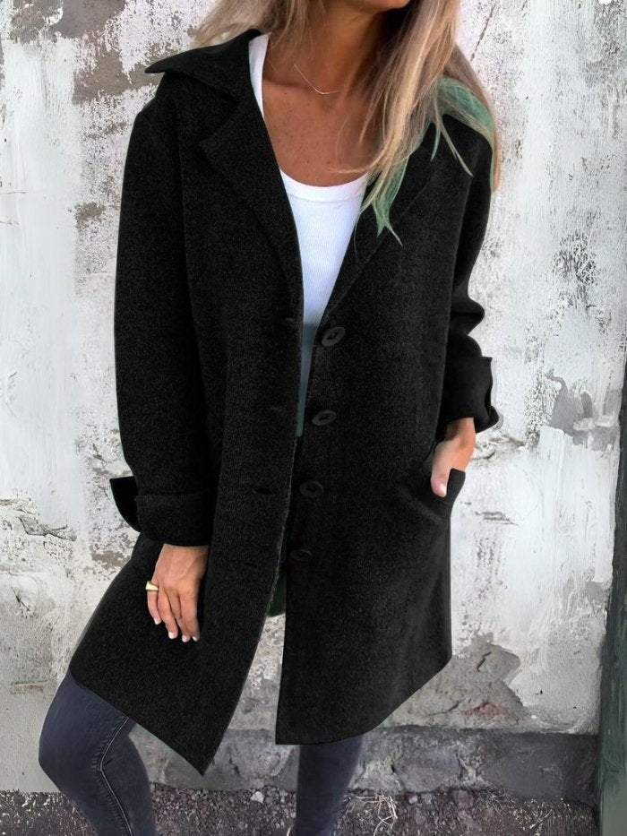 Vilma | Frakke Uld Dame Krave Knap-Front Oversize