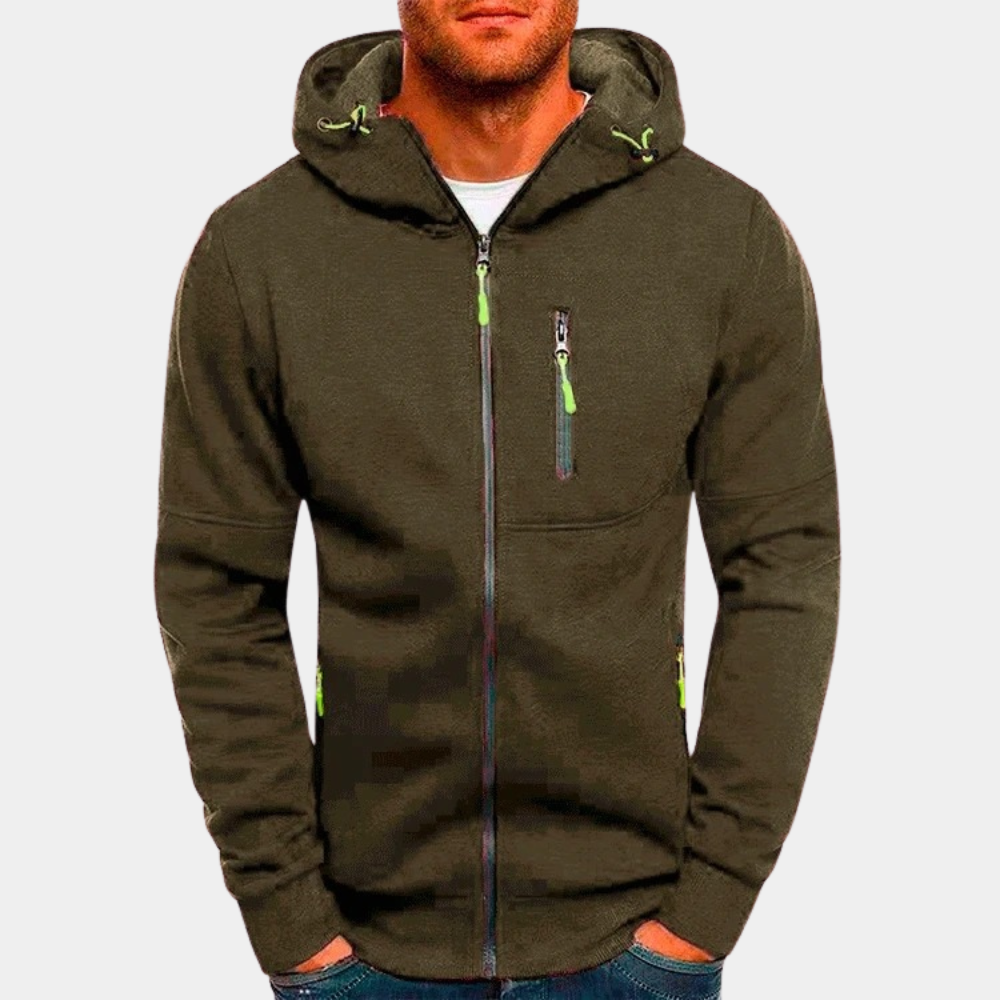 William | Hættetrøje med Lynlås Herre Sweatshirt Lommer