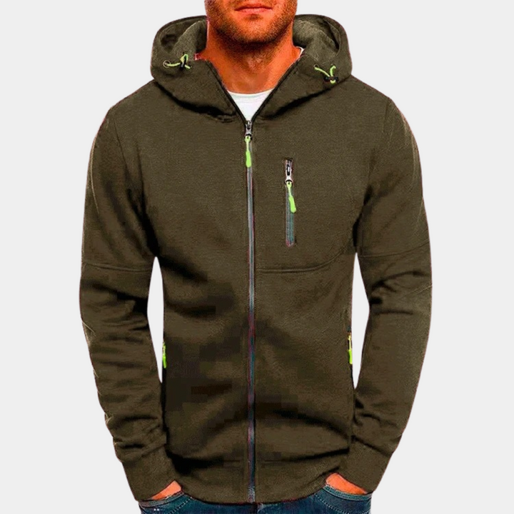 William | Hættetrøje med Lynlås Herre Sweatshirt Lommer