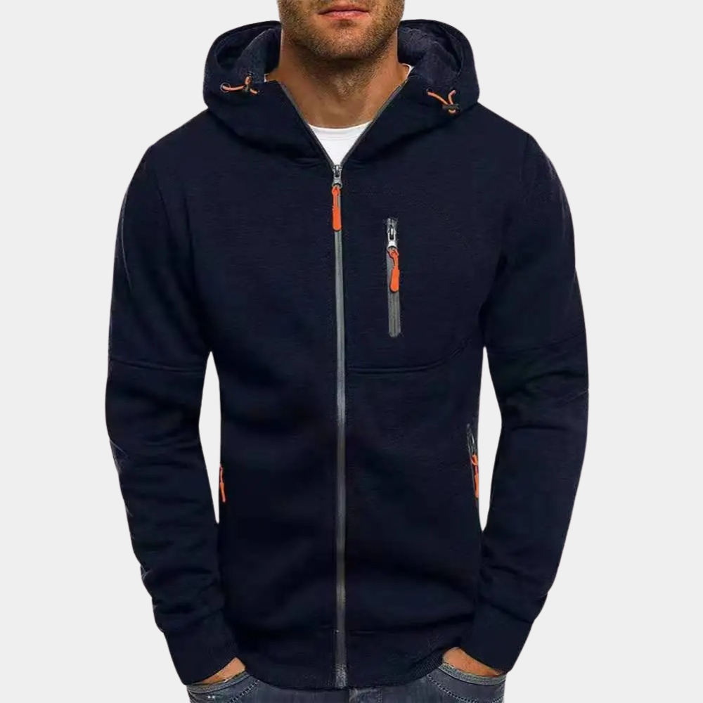 William | Hættetrøje med Lynlås Herre Sweatshirt Lommer
