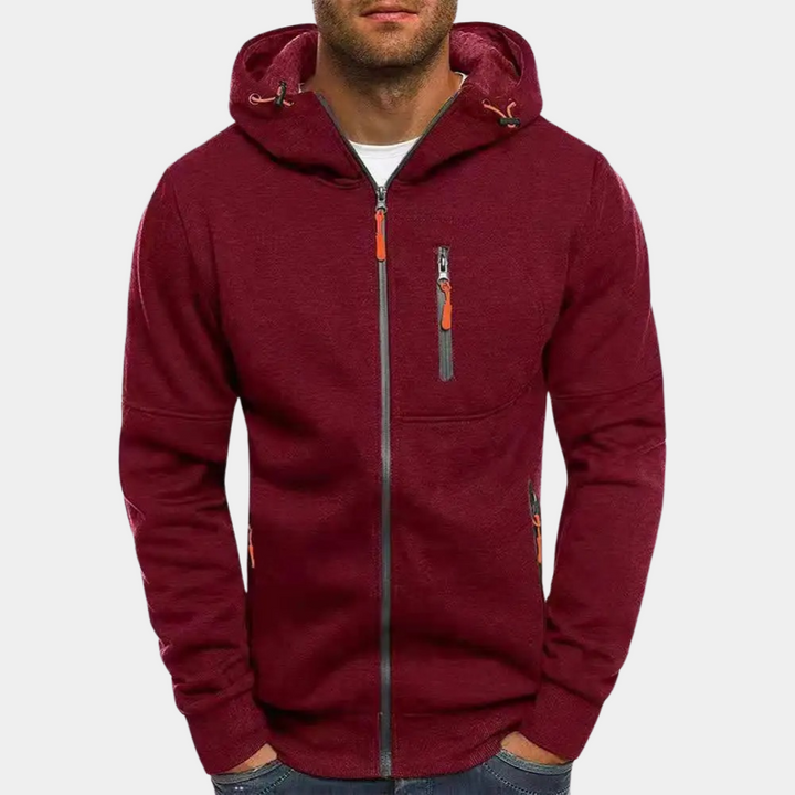 William | Hættetrøje med Lynlås Herre Sweatshirt Lommer