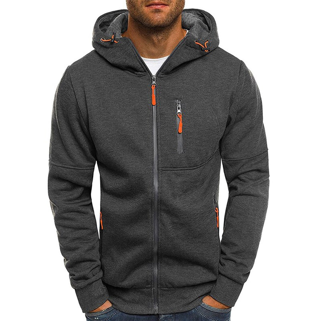William | Hættetrøje med Lynlås Herre Sweatshirt Lommer