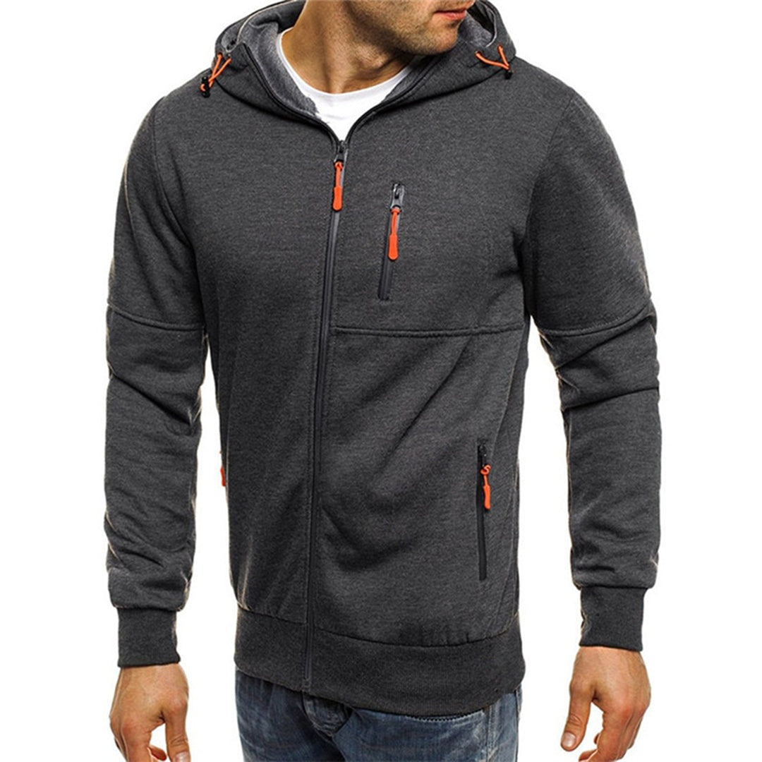 William | Hættetrøje med Lynlås Herre Sweatshirt Lommer