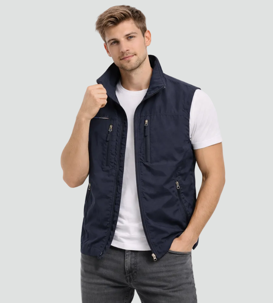 William | Vest Herre Outdoor Lynlås Høj Krave Multi-Lomme